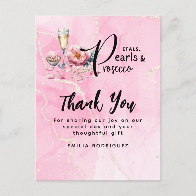 Petals Pearls Prosecco Favours Bridal Shower Postcard (Front)