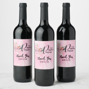 Petals Pearls Prosecco Favours Bridal Shower Wine Label