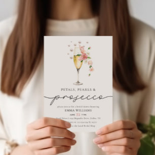 Petals Pearls & Prosecco Wildflower Bridal Shower Invitation