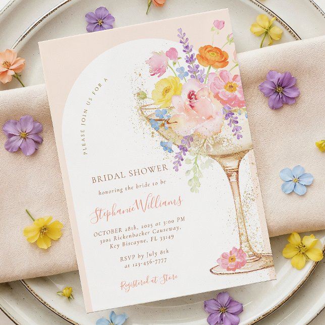 Petals & Prosecco Arch Bridal Shower Invitation (Creator Uploaded)