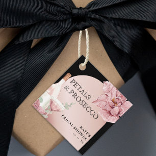 Petals & Prosecco Black & Rose Gold Bridal Shower Favour Tags
