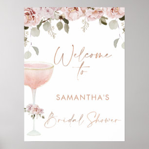 Petals Prosecco Blush Floral Bridal Shower Welcome Poster