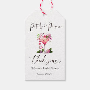 Petals & Prosecco Blush Pink Floral Bridal Shower Gift Tags