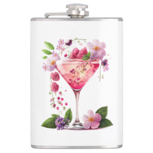 Petals & Prosecco Blush Pink Floral Bridal Shower Hip Flask