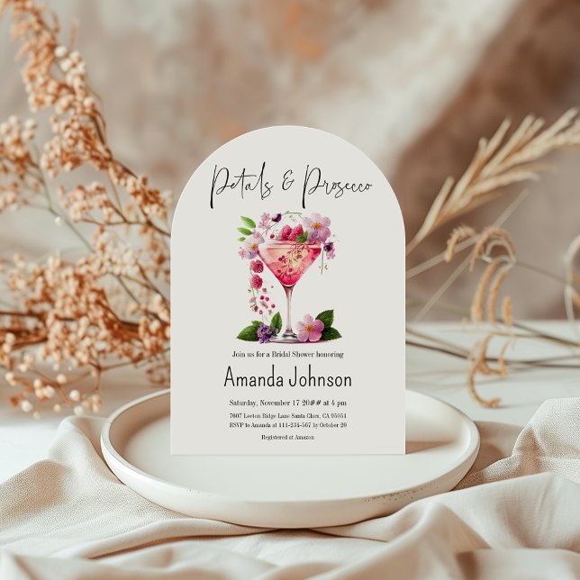 Petals Prosecco Blush Pink Floral Bridal Shower  Invitation (Creator Uploaded)