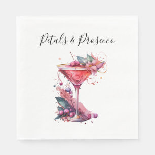 Petals & Prosecco Blush Pink Floral Bridal Shower Napkin