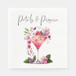 Petals & Prosecco Blush Pink Floral Bridal Shower Napkin