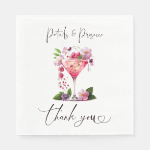 Petals & Prosecco Blush Pink Floral Bridal Shower Napkin