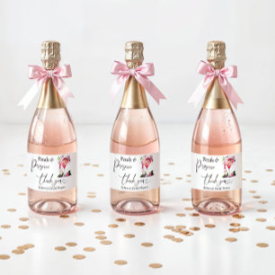 Petals & Prosecco Blush Pink Floral Bridal Shower Sparkling Wine Label
