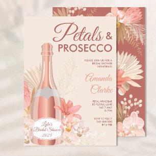 Petals & Prosecco Boho Bridal Shower Invitation