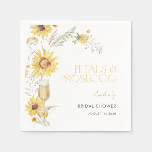 Petals & Prosecco Boho Sunflower Bridal Shower Napkin