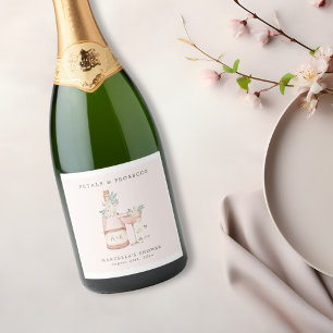 Petals & Prosecco Bridal Shower Bachelorette Sparkling Wine Label