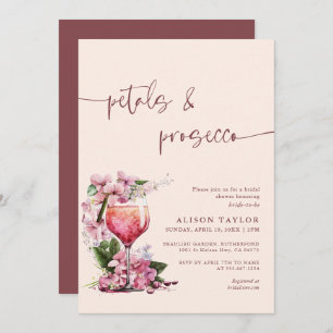 Petals & Prosecco Bridal Shower Boho Mauve Invitation