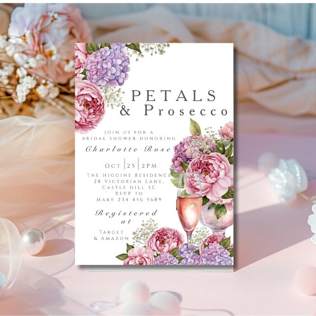 Petals & Prosecco Bridal Shower floral  Invitation (Petals & Prosecco Bridal Shower floral Invitation)