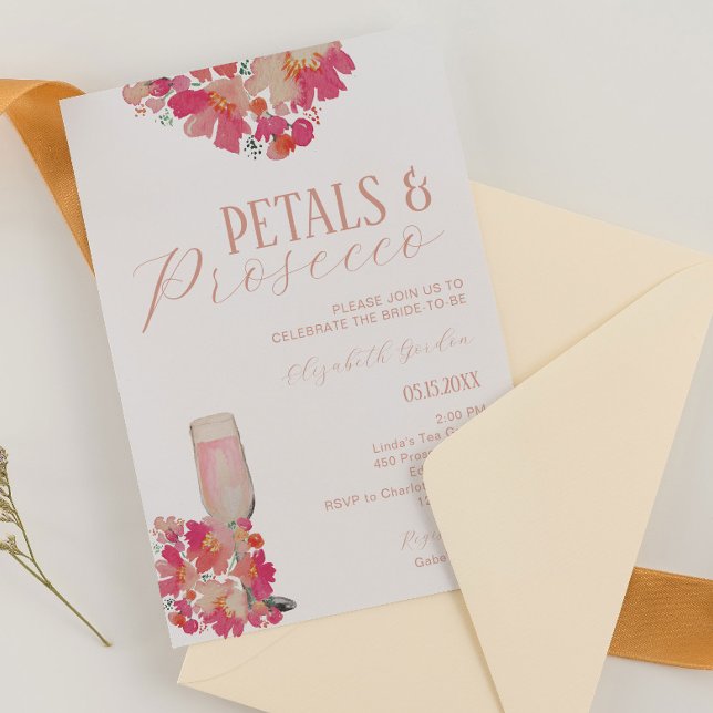 Petals & Prosecco Bridal Shower Floral Pink Chic Invitation (Creator Uploaded)