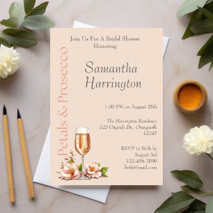 Petals & Prosecco Bridal Shower  Invitation
