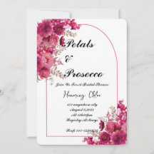 PETALS & PROSECCO BRIDAL SHOWER INVITATION, PINK