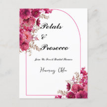 PETALS & PROSECCO BRIDAL SHOWER INVITATION, PINK