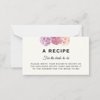 Petals & Prosecco Bridal Shower Recipe Card