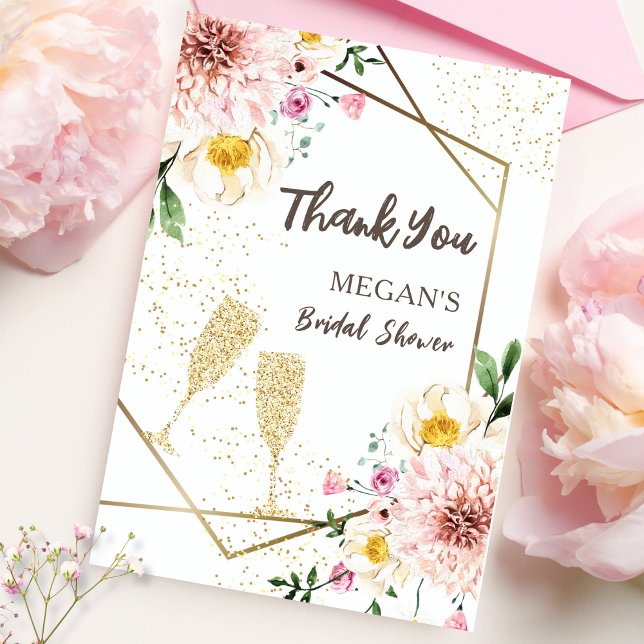Petals & Prosecco | Bridal Shower Thank You Card (Creator Uploaded)