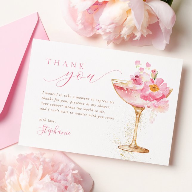Petals Prosecco Bridal Shower Thank You Card (Creator Uploaded)