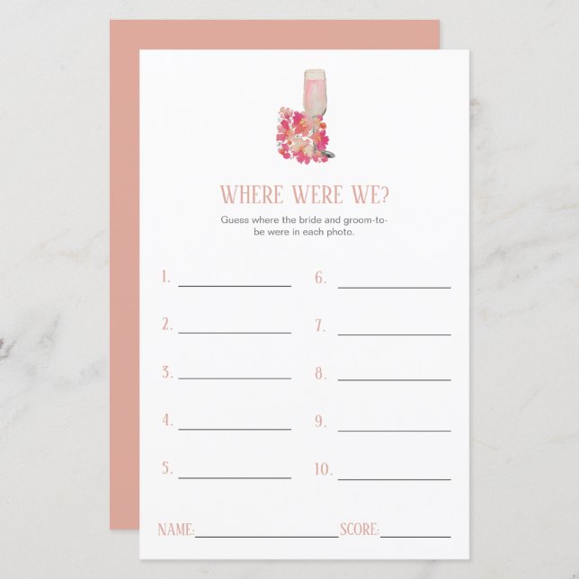 Petals & Prosecco Bridal Shower Where were we (Front/Back)