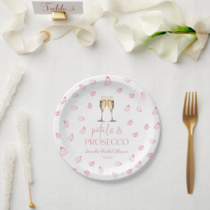 Petals & Prosecco Champagne Bridal Shower Paper Plate