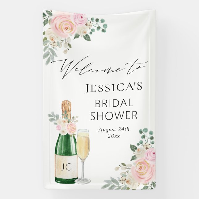 Petals & Prosecco Champagne Welcome Sign (Vertical)