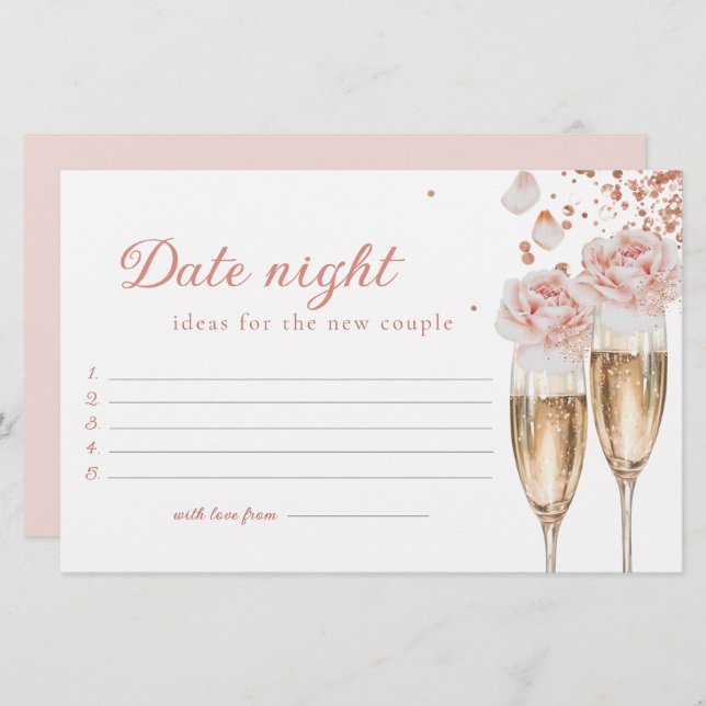 Petals & Prosecco Date Night Game Bridal Shower  Stationery (Front/Back)