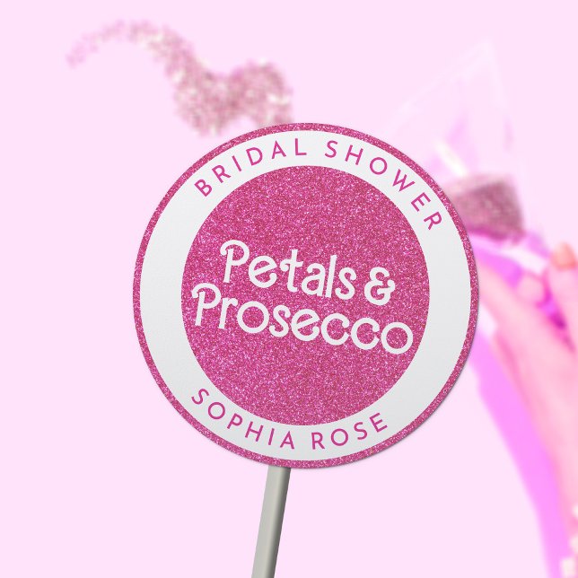 Petals & Prosecco Floral Arch Boho Bridal Shower Classic Round Sticker (Creator Uploaded)
