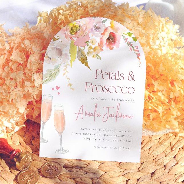 Petals & Prosecco Floral Arch Bridal Shower Invitation (Creator Uploaded)