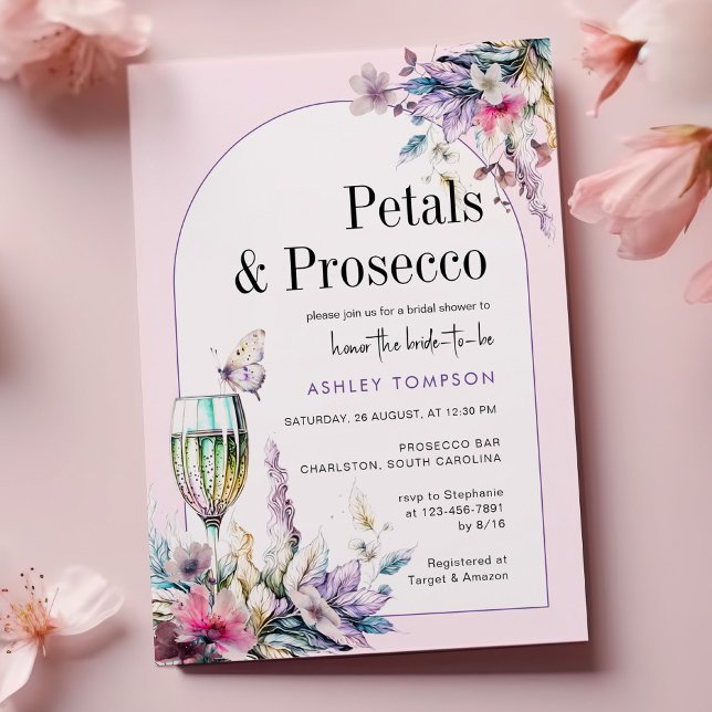 Petals & Prosecco Floral Arch Bridal Shower Invitation (Creator Uploaded)