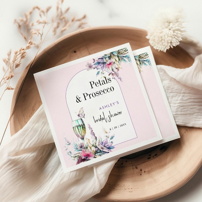 Petals & Prosecco Floral Arch Bridal Shower Napkin (Creator Uploaded)