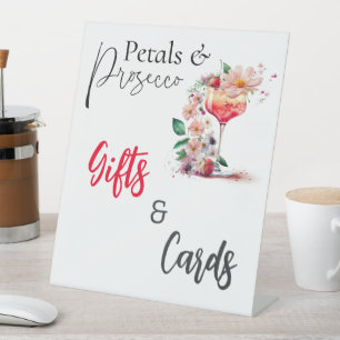 Petals Prosecco Floral Bridal Shower Brunch Gifts Pedestal Sign