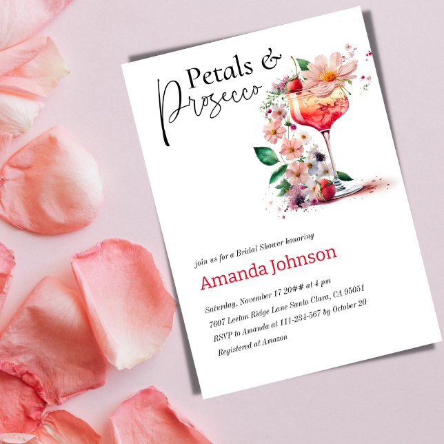 Petals & Prosecco Floral Bridal Shower Brunch Invitation (Creator Uploaded)