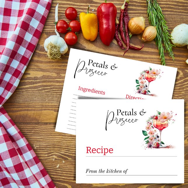 Petals Prosecco Floral Bridal Shower Brunch Recipe Card (Creator Uploaded)