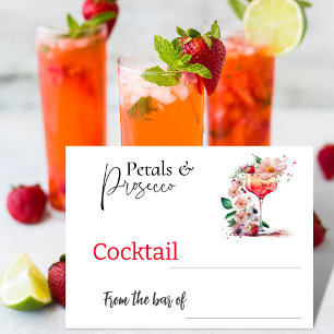 Petals Prosecco Floral Bridal Shower Cocktail Card