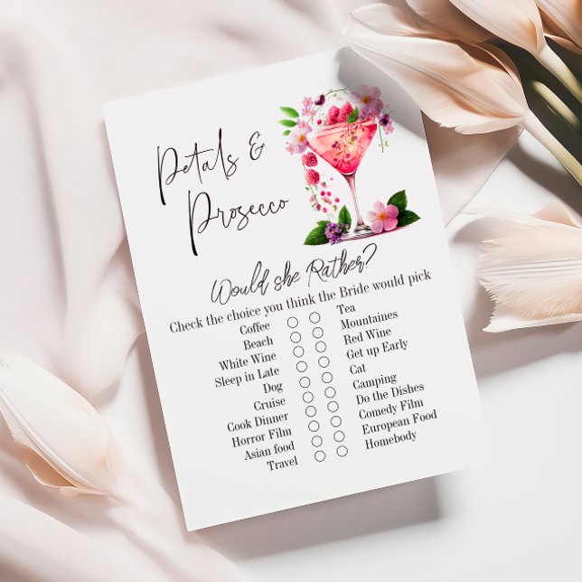 Petals & Prosecco Floral Bridal Shower Game Card (Creator Uploaded)