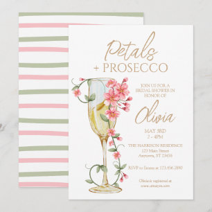Petals & Prosecco Floral Bridal Shower Invitation 