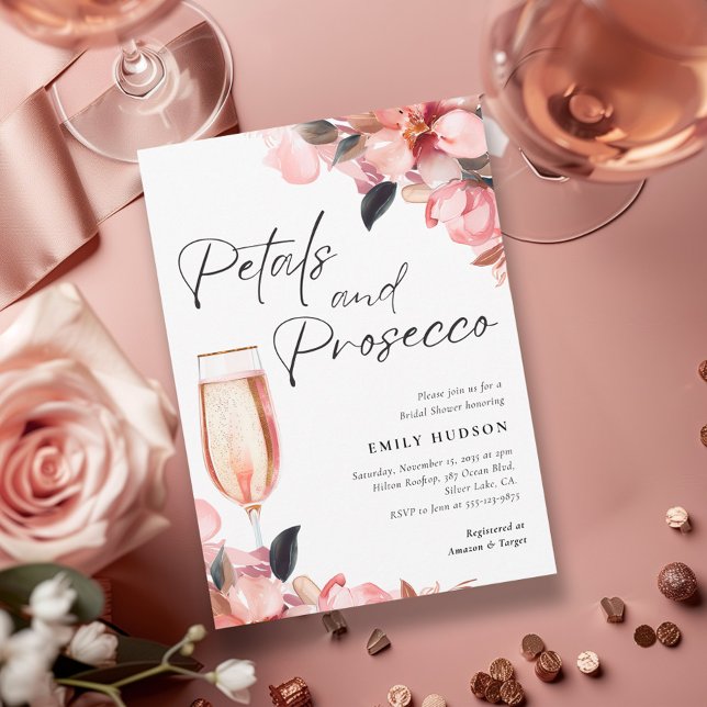 Petals & Prosecco Floral Bridal Shower Invitation (Creator Uploaded)