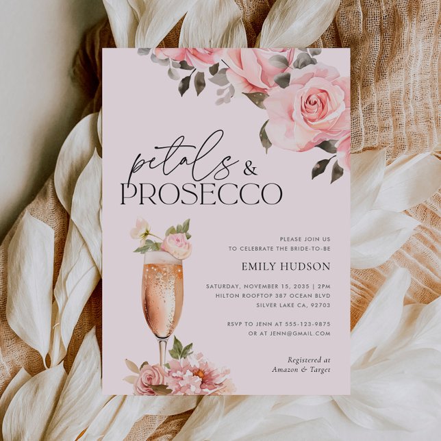 Petals & Prosecco Floral Bridal Shower Invitation (Creator Uploaded)