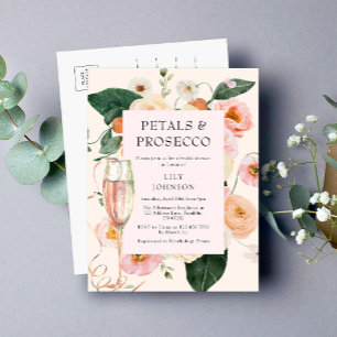 Petals & Prosecco Floral Bridal Shower Invitation Postcard