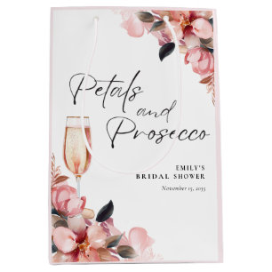 Petals & Prosecco Floral Bridal Shower Medium Gift Bag