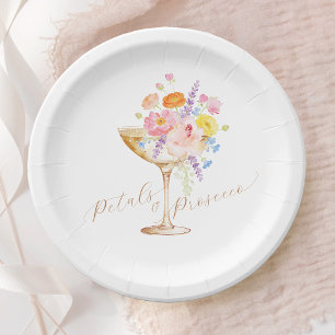 Petals & Prosecco Floral Bridal Shower Paper Plate
