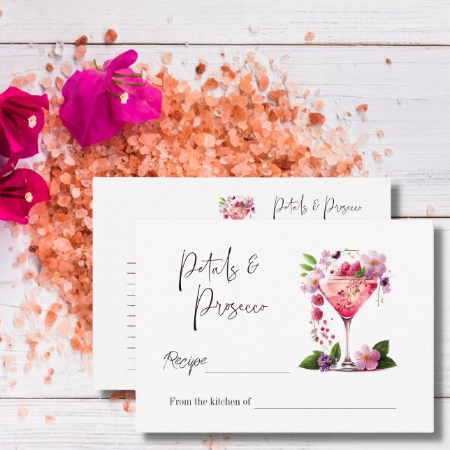 Petals & Prosecco Floral Bridal Shower Recipe Card (Creator Uploaded)