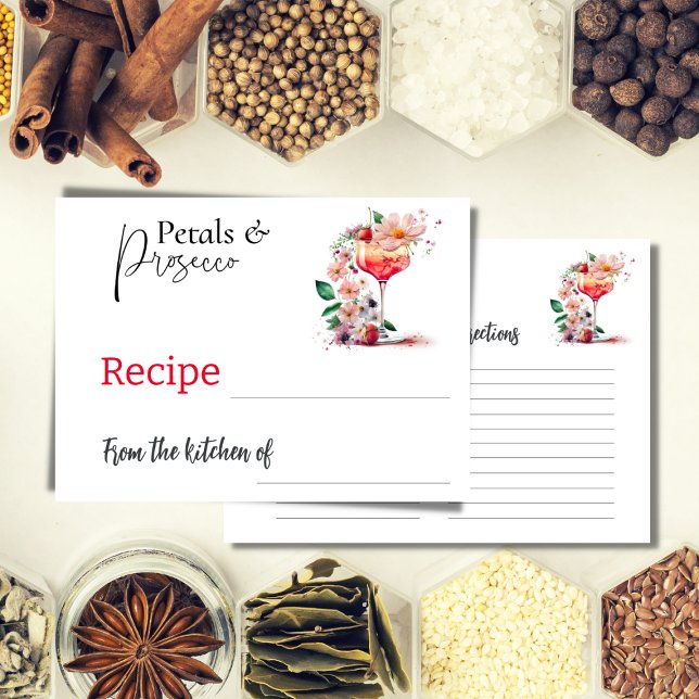 Petals Prosecco Floral Bridal Shower Recipe Card (Creator Uploaded)