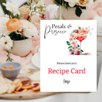 Petals Prosecco Floral Bridal Shower Recipe Card