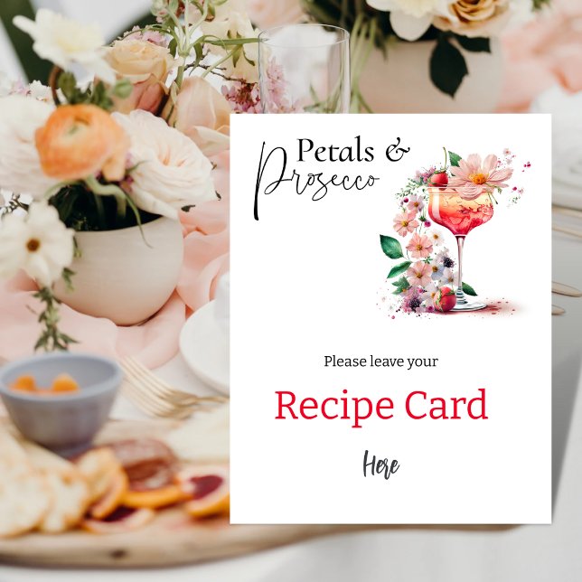 Petals Prosecco Floral Bridal Shower Recipe Card Poster (Creator Uploaded)