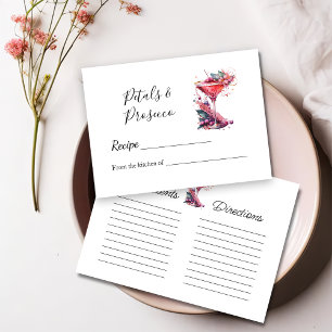 Petals & Prosecco Floral Bridal Shower Recipe Note Enclosure Card