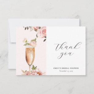 Petals & Prosecco Floral Bridal Shower Thank You Card